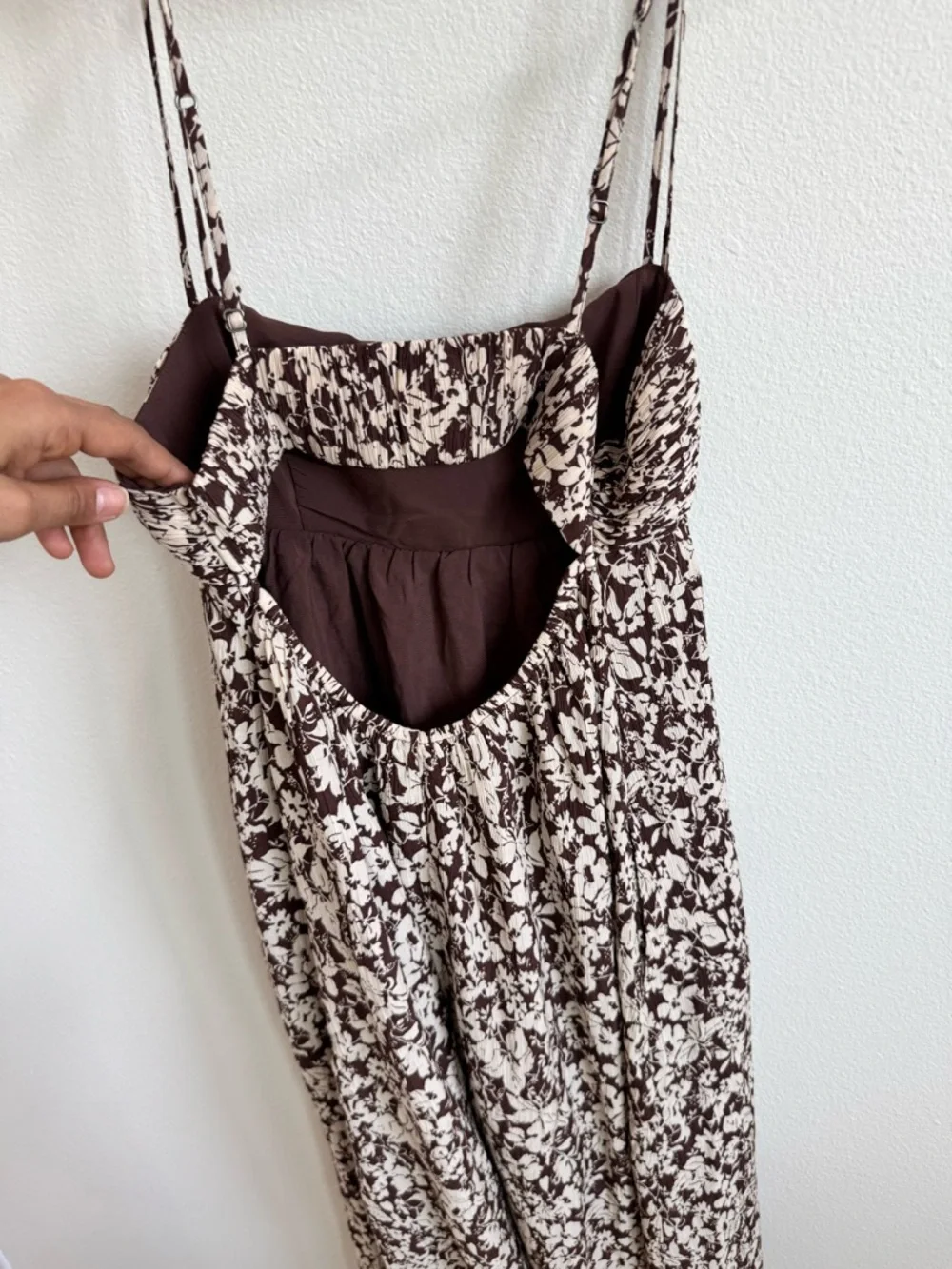 Abercrombie & Fitch Cream and Black Floral Spaghetti Strap Maxi Dress